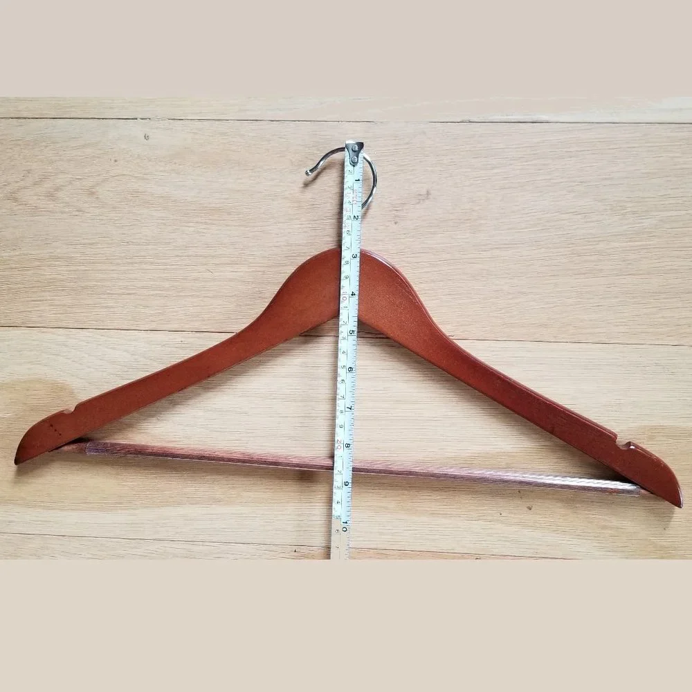 Wood Suit Hangers with Non-slip Grooved Bar 10-Pack Cherry